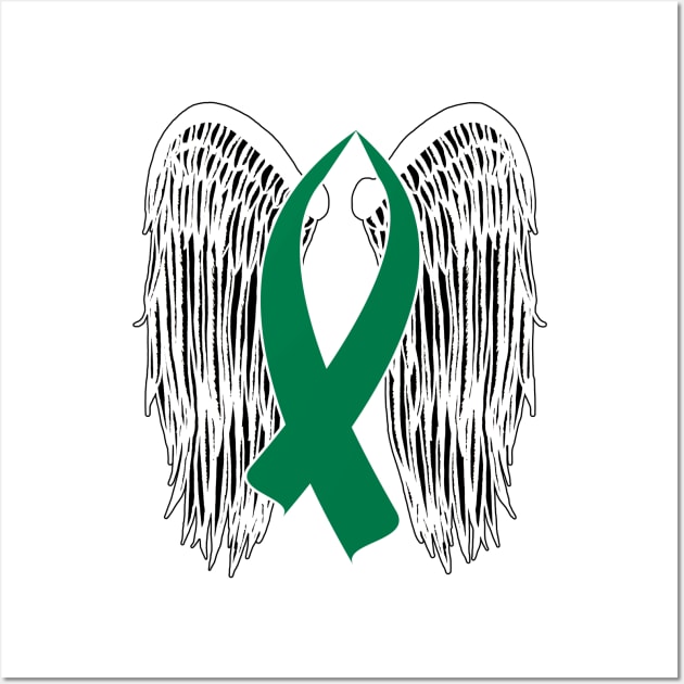 Winged Awareness Ribbon (Green) Wall Art by BlakCircleGirl